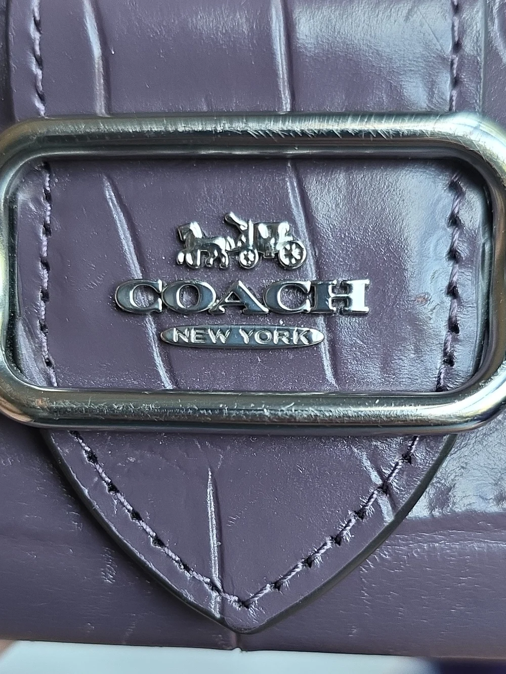 Coach Women’s Purple Croc-Embossed Leather Wallet